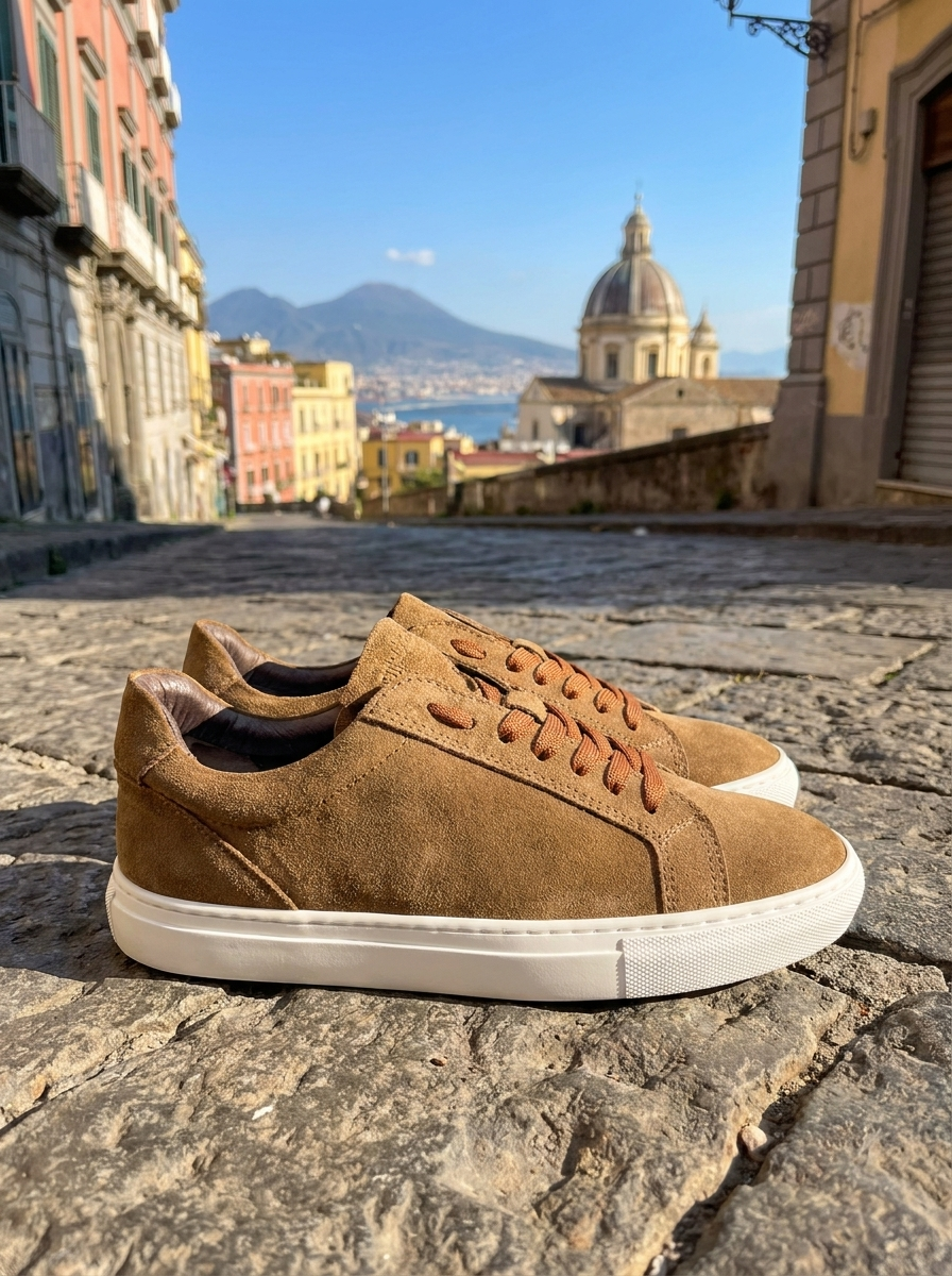Sneakers taupe in camoscio