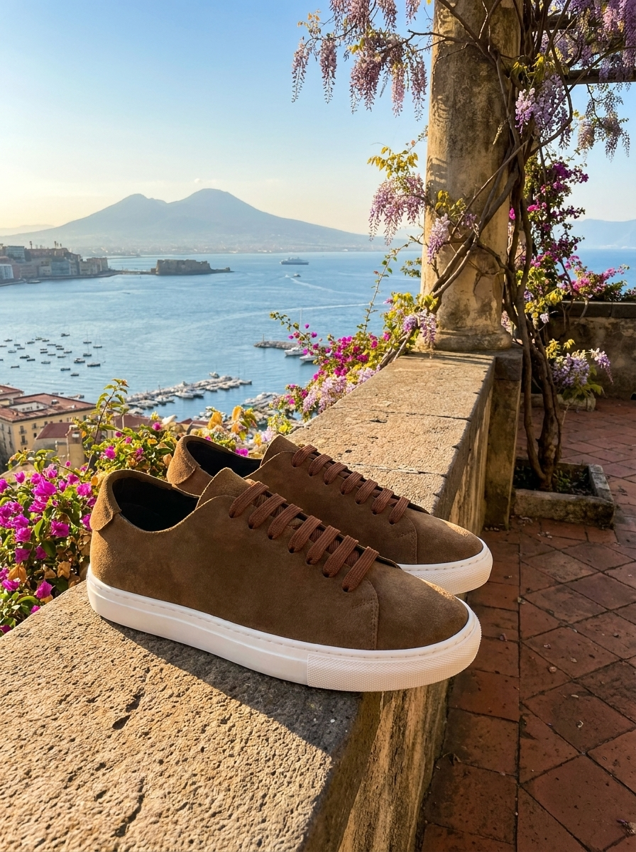 Sneakers taupe in camoscio