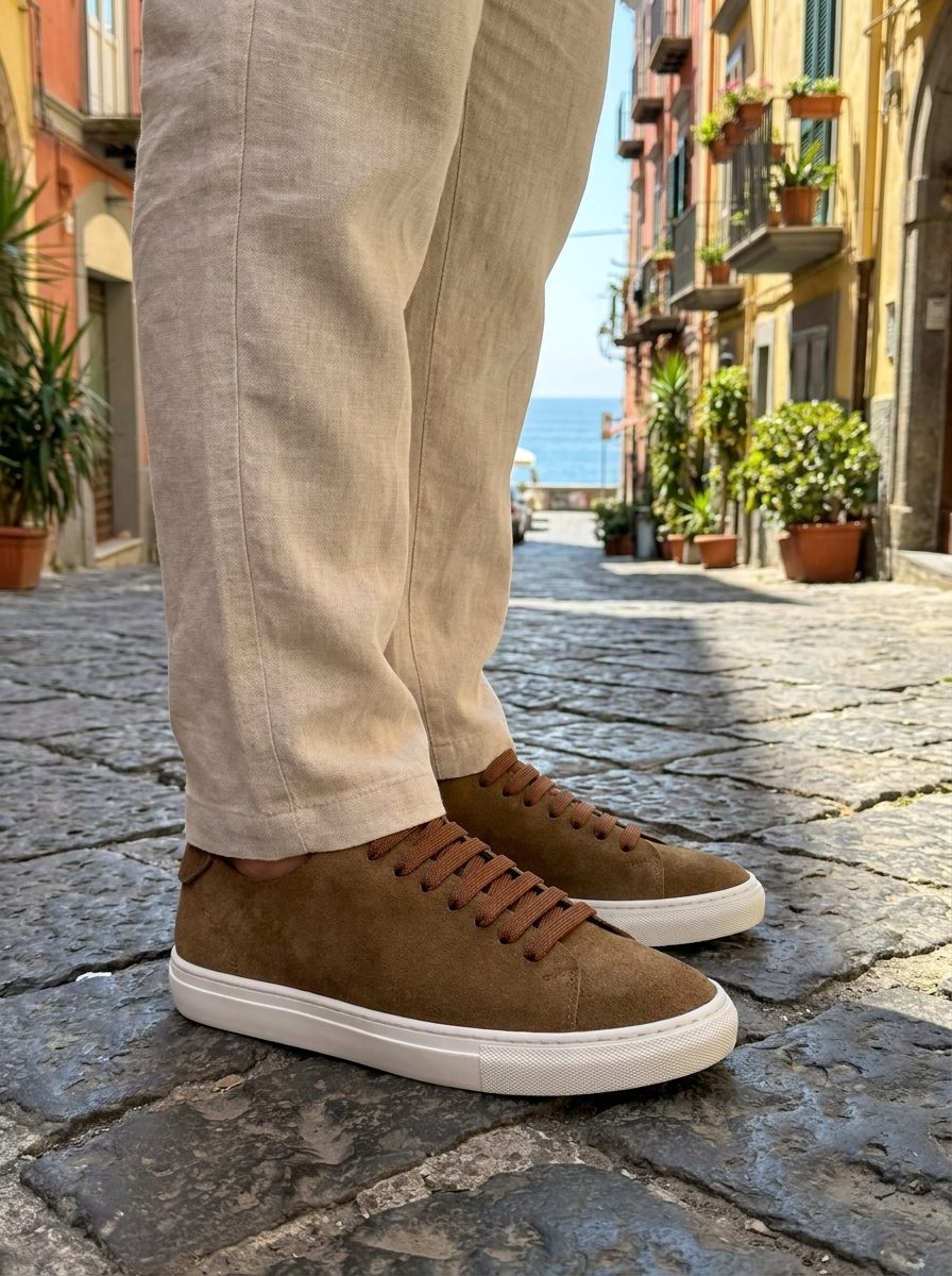 Sneakers taupe in camoscio