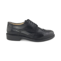 Black distressed leather derby