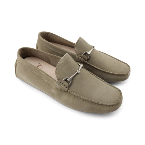 Mocassini in camoscio color tortora