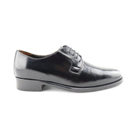 Black distressed leather derby