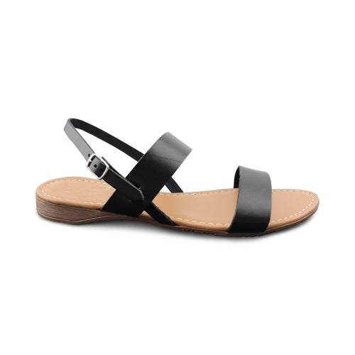 Sandali bassi neri da donna in pelle