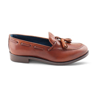 Brandy-colored leather slippers