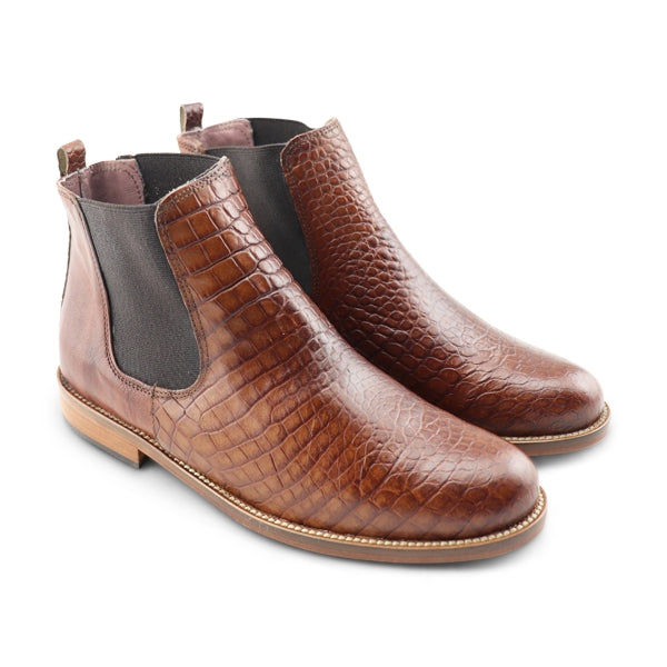 Stivaletti in pelle di vitello color cuoio