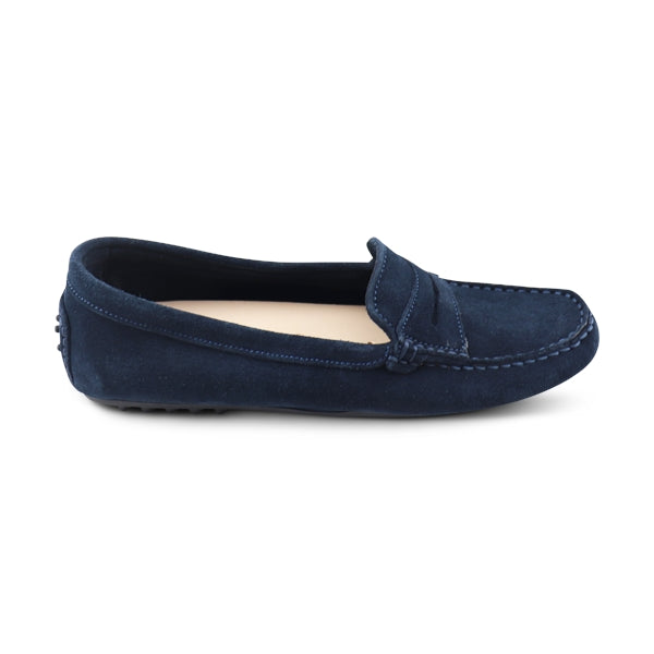 Mocassini blu in camoscio