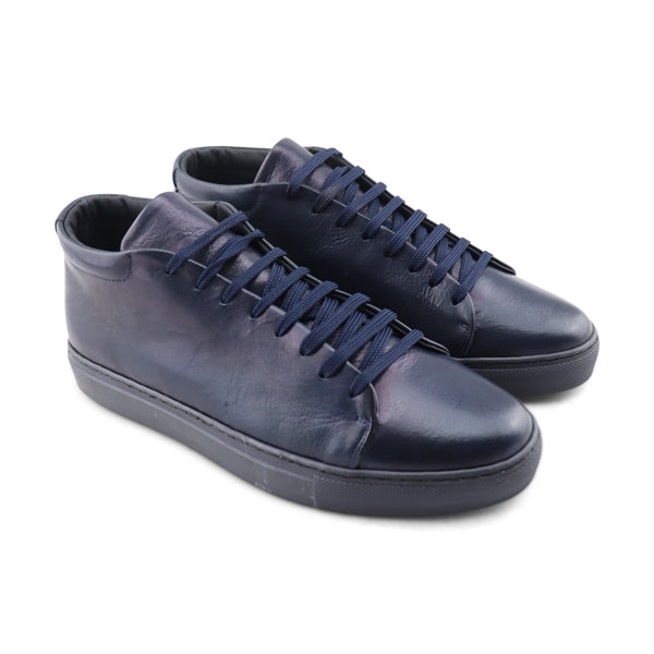Mephisto Lisandro Sneaker Uomo In Pelle Blu Con Zip E Lacci - Leggere E Tecnologiche