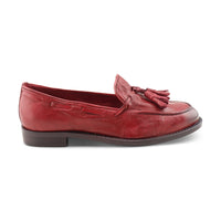 Burgundy crumpled leather moccasins