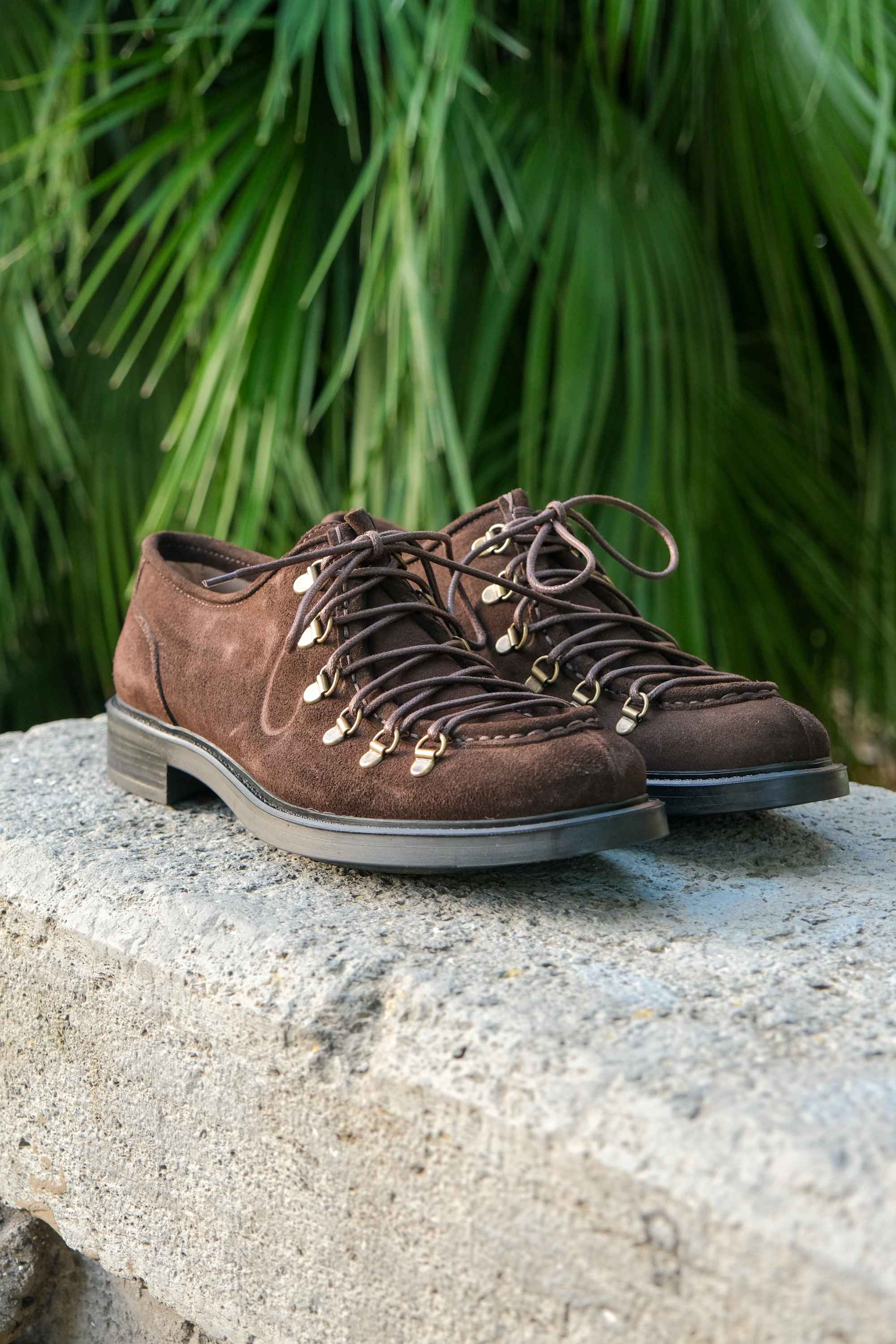 Casual men's dark brown suede