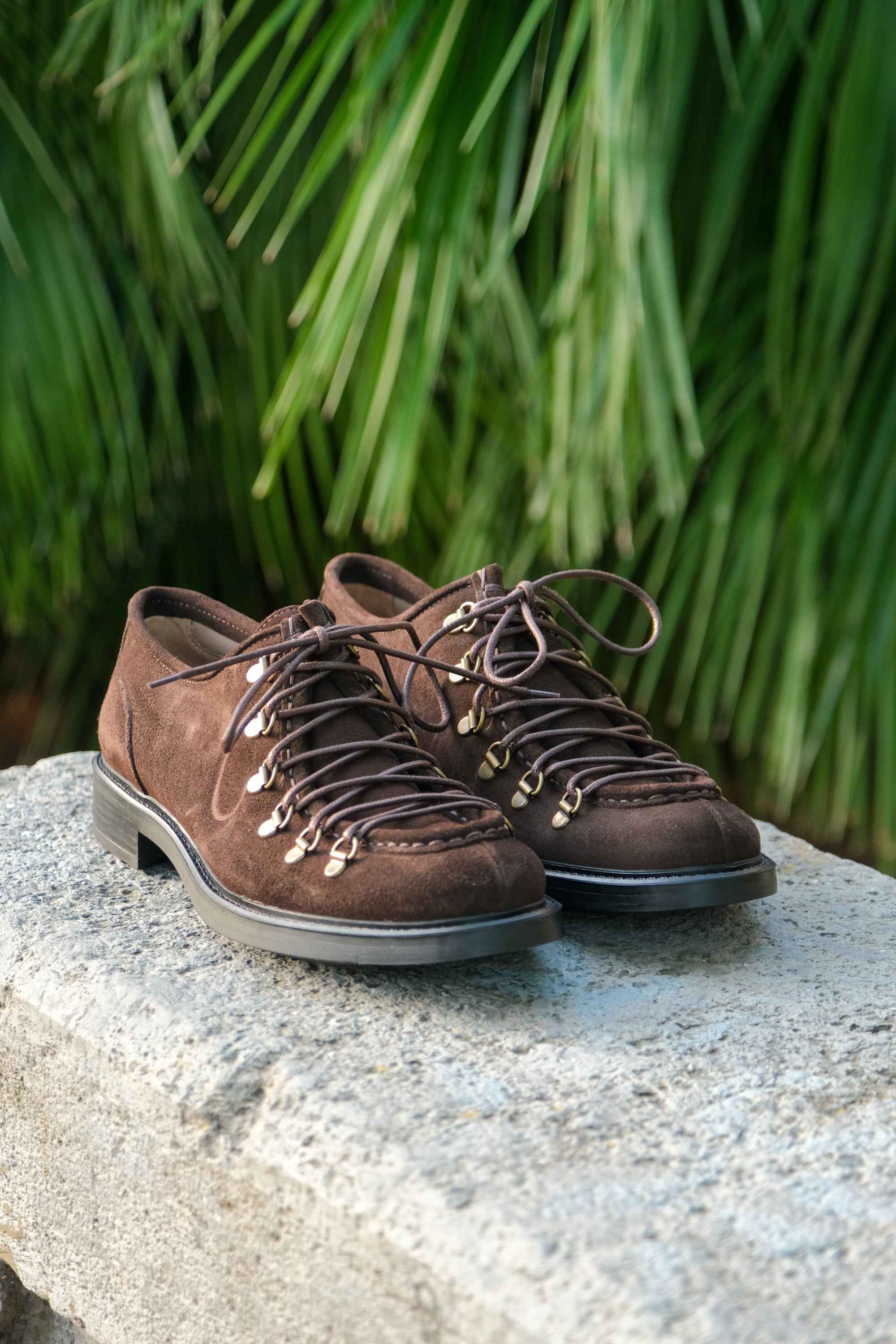 Casual men's dark brown suede