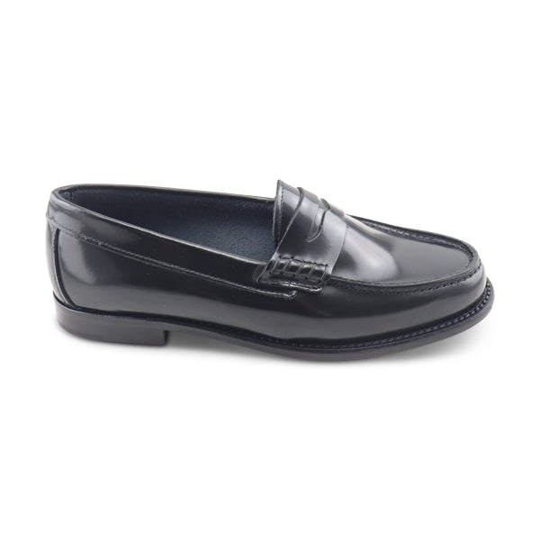 Women's brushed black leather loafers