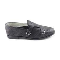 Slippers doppia fibbia in pelle nera