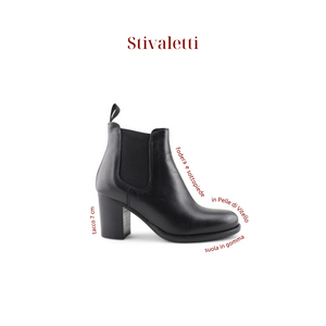 Black leather ankle boots heel 7