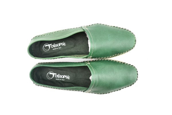 Espadrillas verdi in pelle