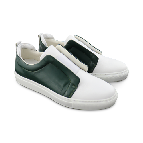 Sneakers in pelle bianco e verde