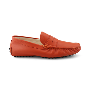 Driving shoes in orange leather