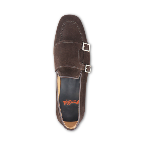 Brown suede Slippers with double buckle