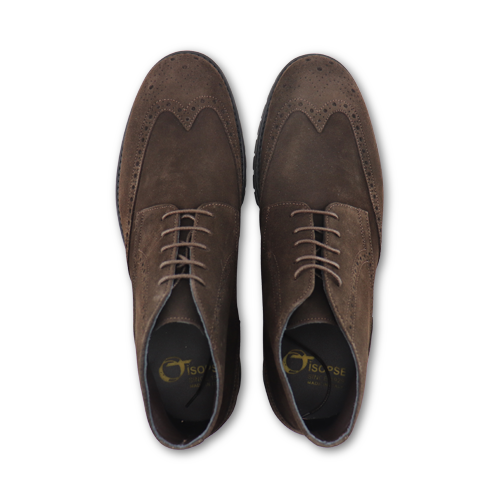 Lace-up ankle boots in dark brown suede