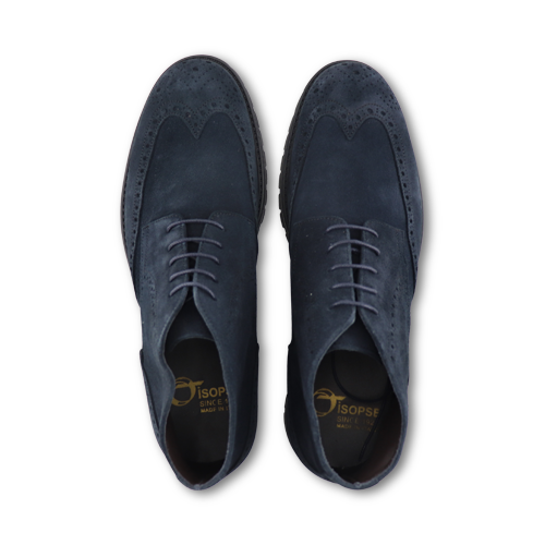 Stivaletti allacciati in camoscio blu