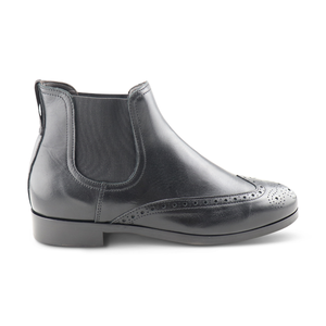 Black leather ankle boots with leather sole