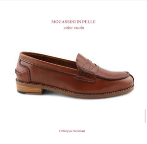 Light brown leather moccasins