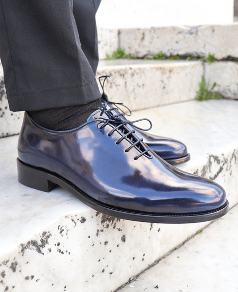 Oxford-Schuhe aus blauem Leder